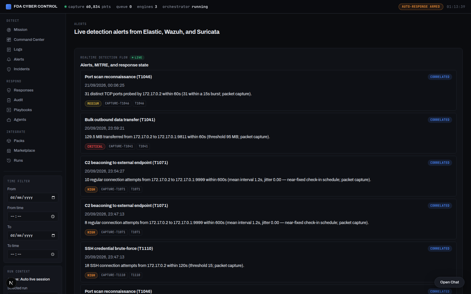 SocEyes live alerts view