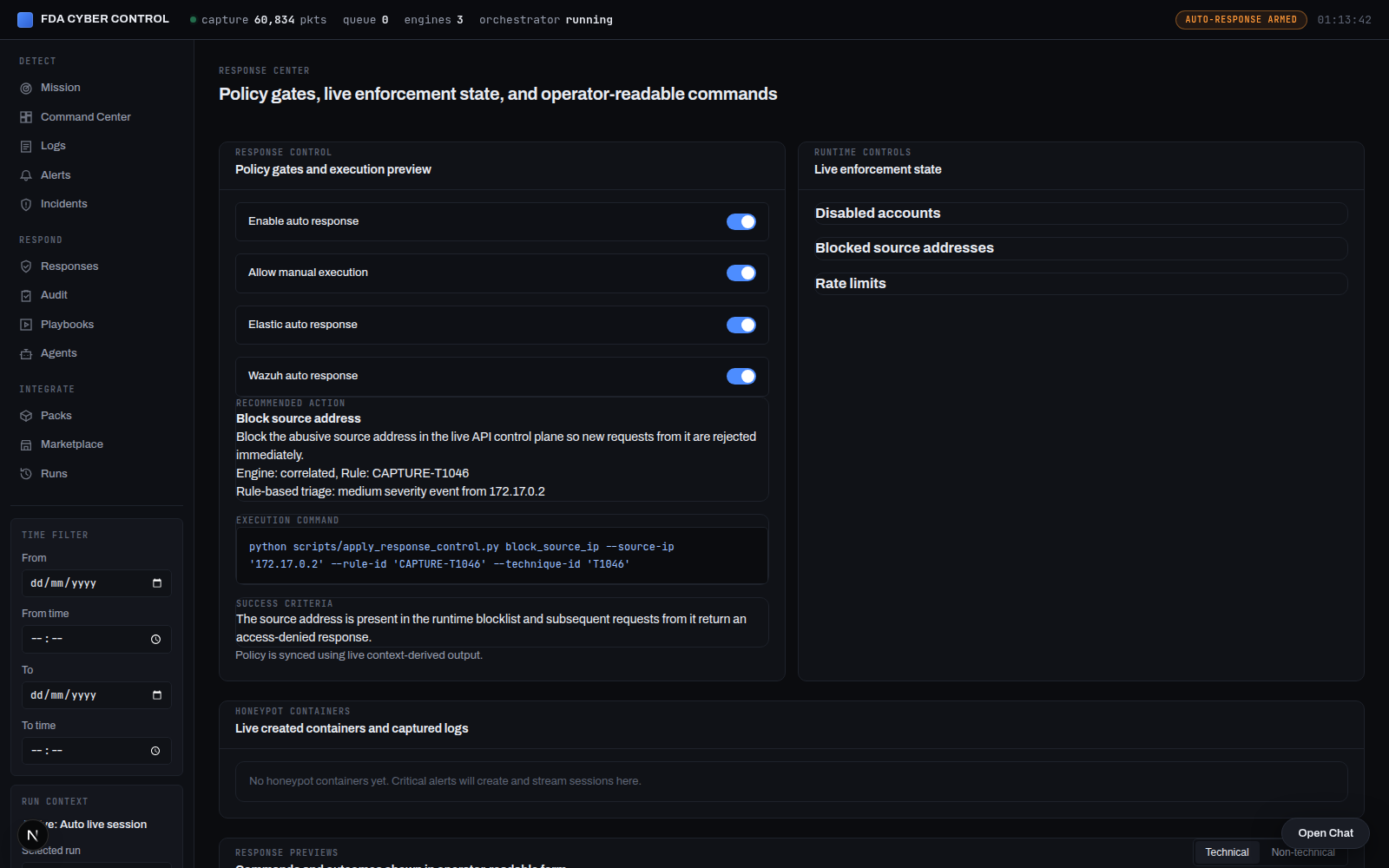 SocEyes response actions view